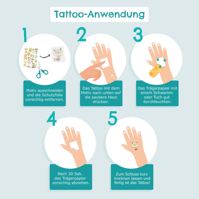 Hevoset ja yksisarviset - 6 arkkia, 100 lasten tatuointia - Papierdrachen - Image 2