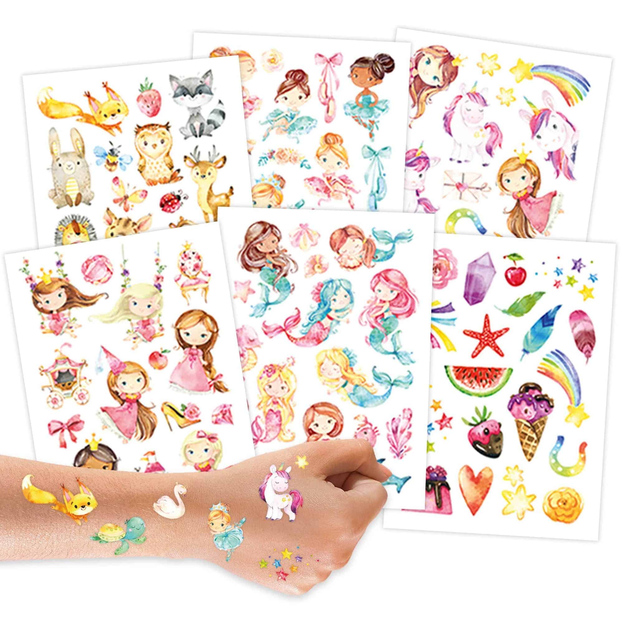 Lasten tatuoinnit - 6 arkkia, 100 lasten tatuointia - Papierdrachen