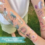 Glittertatskat yksisarviset - 6 arkkia, 100 lasten tatuointia - Papierdrachen - Image 2