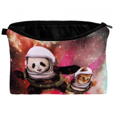 Avaruusseikkailijat panda&kissa meikkipussi 20 x 14 cm