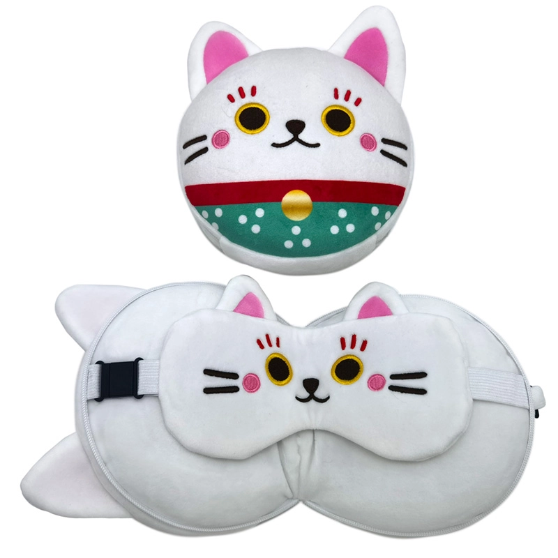 Maneki Neko Lucky Cat - reissupehmo: matkatyyny ja unimaski - Relaxeazzz Travel Buddy