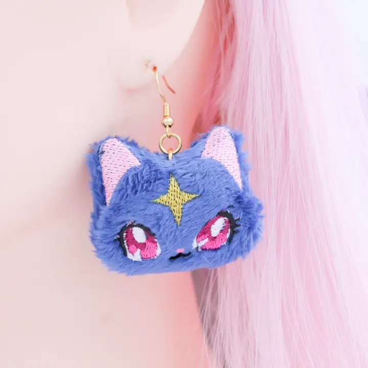 Sininen kissa pehmokorvikset - Kawaii Hair Candy