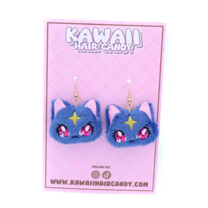 Sininen kissa pehmokorvikset - Kawaii Hair Candy - Image 2