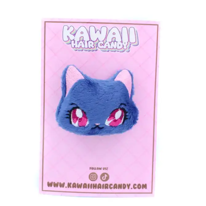 Sininen kissa pehmohiuskoriste - Kawaii Hair Candy - Image 2
