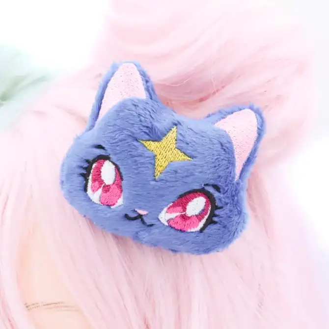 Sininen tähtikissa pehmohiuskoriste - Kawaii Hair Candy - Image 3