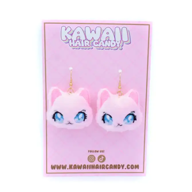 Vaaleanpunainen kissa pehmokorvikset - Kawaii Hair Candy