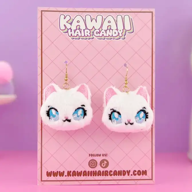 Vaaleanpunainen kissa pehmokorvikset - Kawaii Hair Candy - Image 2