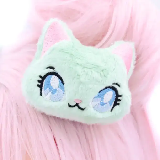 Minttu kissa pehmohiuskoriste - Kawaii Hair Candy