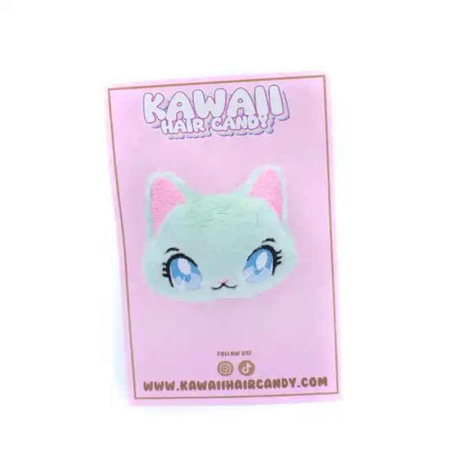 Minttu kissa pehmohiuskoriste - Kawaii Hair Candy - Image 3