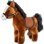 Ruskea hevospehmolelu satulalla - Uni Toys