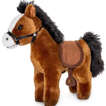 Ruskea hevospehmolelu satulalla - Uni Toys