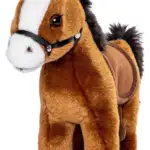 Ruskea hevospehmolelu satulalla - Uni Toys - Image 2
