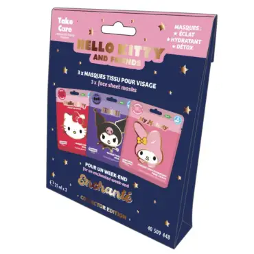Kasvonaamiot lahjapakkaus - Hello Kitty, Kuromi & My Melody