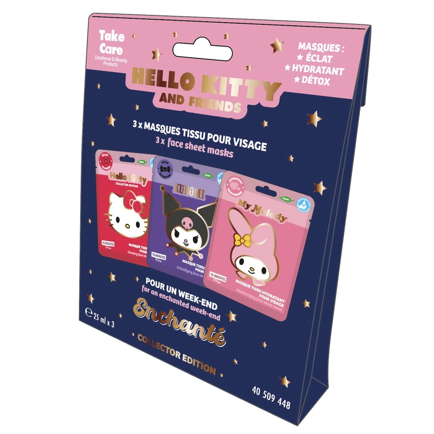 Kasvonaamiot lahjapakkaus - Hello Kitty, Kuromi & My Melody